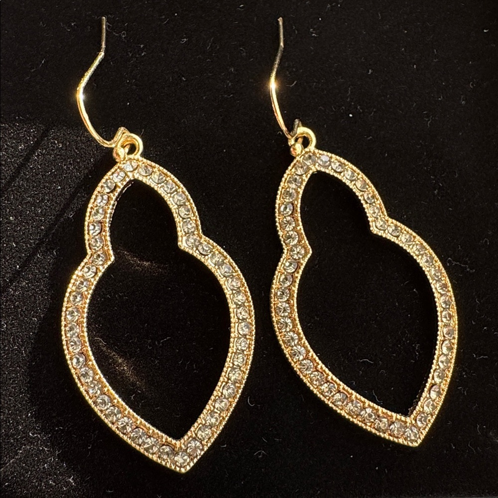 Marlyn Schiff Black Crystal Marquise Dangle Earrings